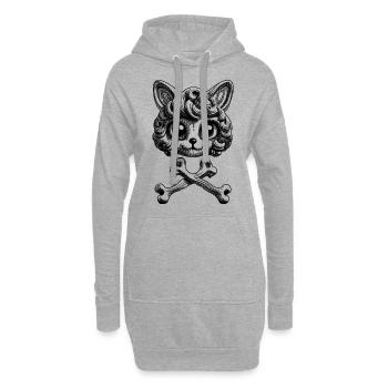 Chemise crâne de chat : l’amour pour la patte de velours - Sweat-shirt à capuche long Femme - gris chiné - Devant