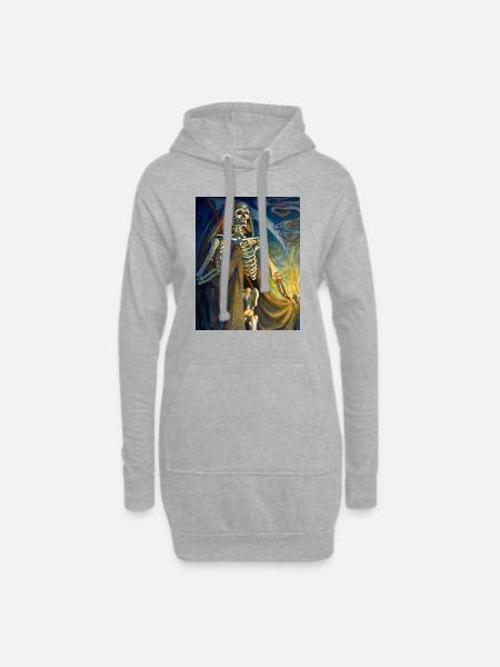 Santa Muerte - Hoodie-Kleid - Grau meliert