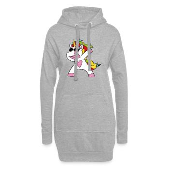 Dabbing Einhorn - Hoodie-Kleid - Grau meliert - Vorne