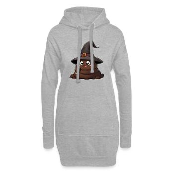 Drôle de tas de caca d’Halloween avec chapeau de sorcière. - Sweat-shirt à capuche long Femme - gris chiné - Devant