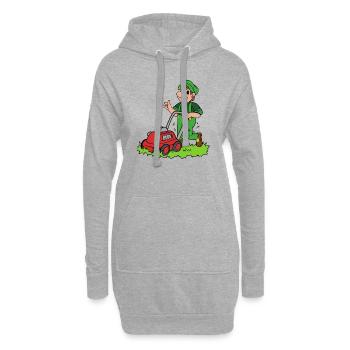 Jardinier avec tondeuse - Sweat-shirt à capuche long Femme - gris chiné - Devant