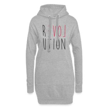 Révolution Amour - Sweat-shirt à capuche long Femme - gris chiné - Devant