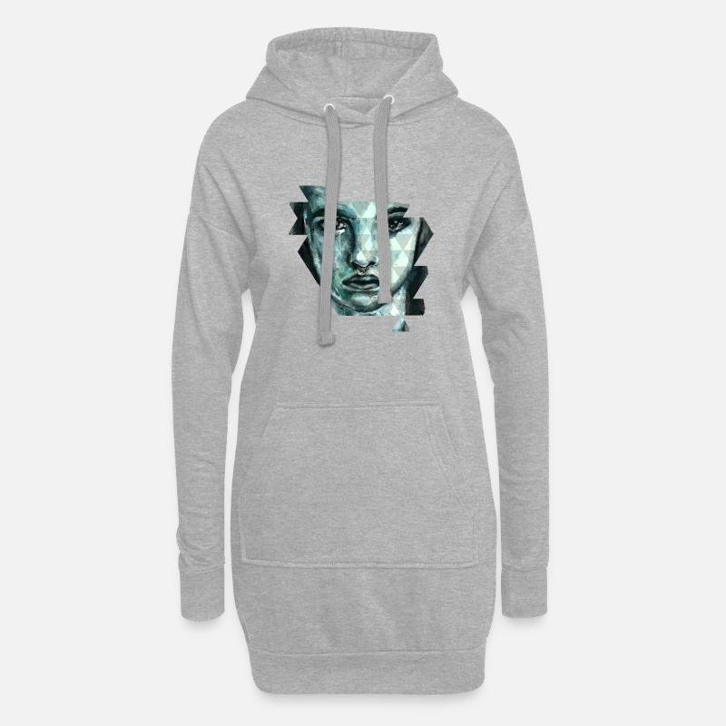 face - Sweat-shirt à capuche long Femme - gris chiné