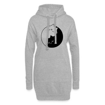 Chats Yin Yang symbole chat - Sweat-shirt à capuche long Femme - gris chiné - Devant