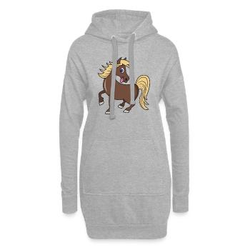 Poney cheval mignon - Sweat-shirt à capuche long Femme - gris chiné - Devant