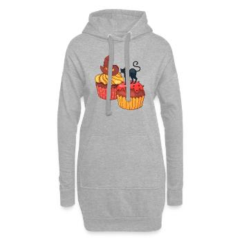 Gâteau au muffin Halloween - Sweat-shirt à capuche long Femme - gris chiné - Devant