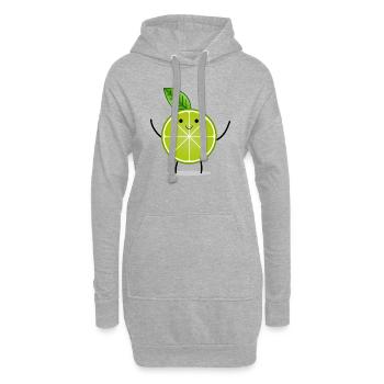 Citron vert avec le visage et le cadeau motif pauvre enfant - Sweat-shirt à capuche long Femme - gris chiné - Devant