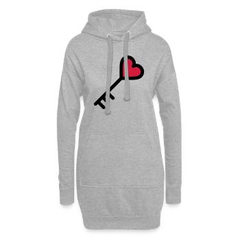 la clé du coeur de la Saint Valentin - Sweat-shirt à capuche long Femme - gris chiné - Devant