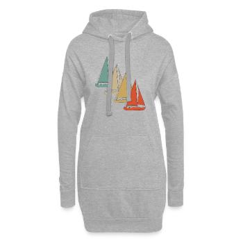 Voilier de voilier rétro style vintage - Sweat-shirt à capuche long Femme - gris chiné - Devant