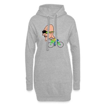 Alter Mann auf dem Fahrrad - Hoodie-Kleid - Grau meliert - Vorne
