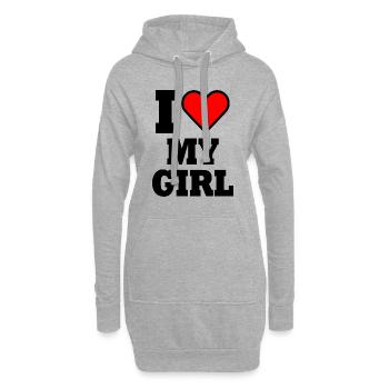 I love my girl - Hoodie-Kleid - Grau meliert - Vorne