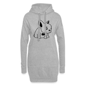 Trauriger Frenchie - Hoodie-Kleid - Grau meliert - Vorne