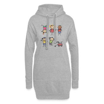 enfants - Sweat-shirt à capuche long Femme - gris chiné - Devant