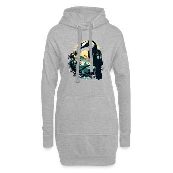 Jungle d'oiseaux toucans - Sweat-shirt à capuche long Femme - gris chiné - Devant
