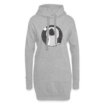 chat - Sweat-shirt à capuche long Femme - gris chiné - Devant
