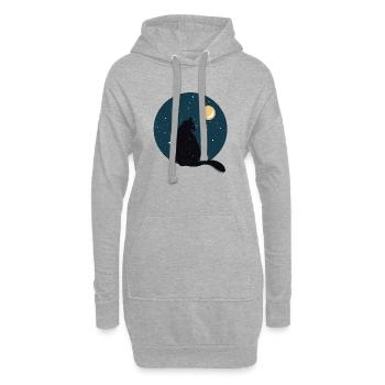 Schwarze Katze vor Mond Geschenk Idee - Hoodie-Kleid - Grau meliert - Vorne
