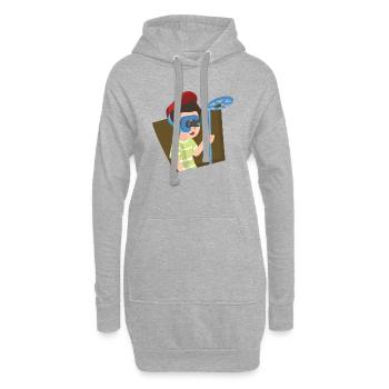 Chasseur de trésor la nuit avec le détecteur de métaux - Sweat-shirt à capuche long Femme - gris chiné - Devant