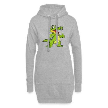 Kroko Kaiman Reptilien Tiere - Hoodie-Kleid - Grau meliert - Vorne