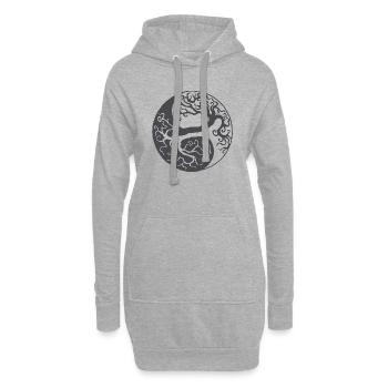 Cadeau de l'arbre de vie Yin Yang - Sweat-shirt à capuche long Femme - gris chiné - Devant