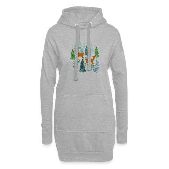 Jagdzeit Waldbewohner Hirsch und Reh Geschenk - Hoodie-Kleid - Grau meliert - Vorne
