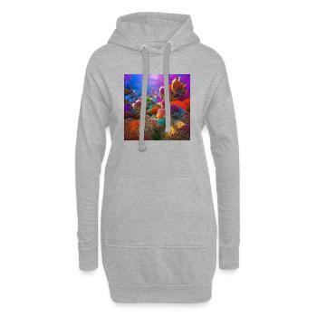 Buntes Unterwasser-Korallenriff - Hoodie-Kleid - Grau meliert - Vorne