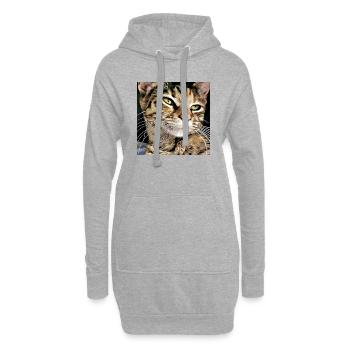 Portrait de chat tabby - Sweat-shirt à capuche long Femme - gris chiné - Devant