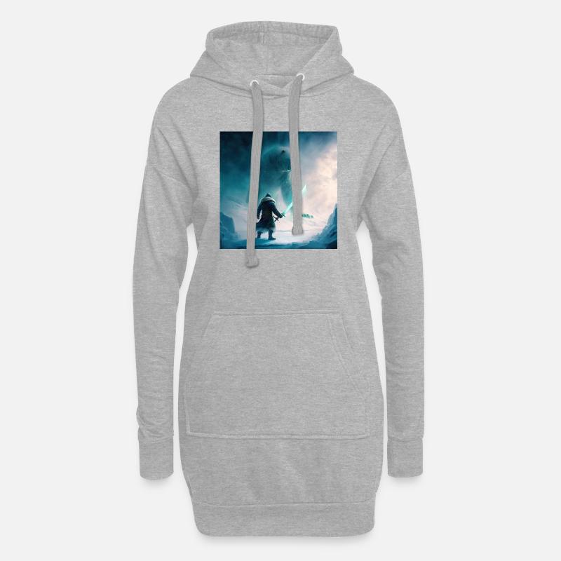 Samurai Vs Bär - Hoodie-Kleid - Grau meliert