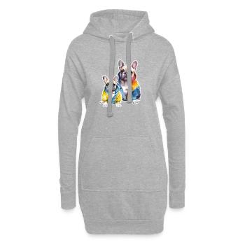 Lustige Französische Bulldogge Familie. - Hoodie-Kleid - Grau meliert - Vorne