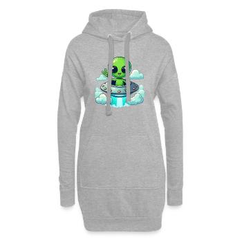 Alien zeigt Peace - Hoodie-Kleid - Grau meliert - Vorne