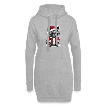 Cadeau de Noël du Père Noël raton laveur - Sweat-shirt à capuche long Femme - gris chiné - Devant