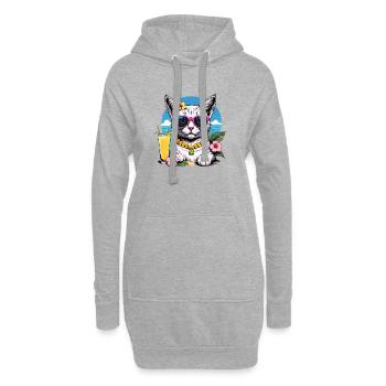 Vacances pour chat Vacances pour chat Vacances pour chat Hawaï Île Mer - Sweat-shirt à capuche long Femme - gris chiné - Devant