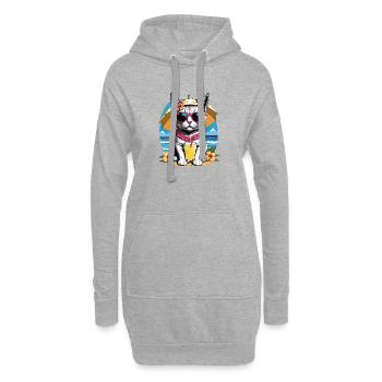 Vacances pour chat Vacances pour chat Vacances pour chat Hawaï Île Mer - Sweat-shirt à capuche long Femme - gris chiné - Devant