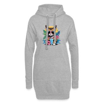 Vacances pour chat Vacances pour chat Vacances pour chat Hawaï Île Mer - Sweat-shirt à capuche long Femme - gris chiné - Devant