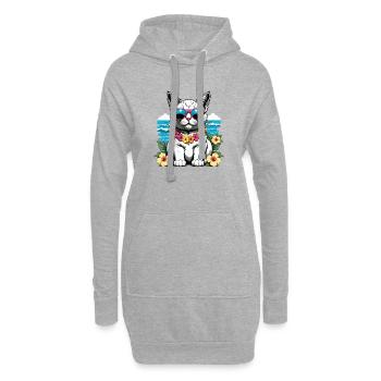 Vacances pour chat Vacances pour chat Vacances pour chat Hawaï Île Mer - Sweat-shirt à capuche long Femme - gris chiné - Devant