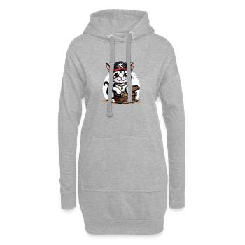 Pirate Chat Drôle Enfants Chemise Cadeau Pirate - Sweat-shirt à capuche long Femme - gris chiné - Devant