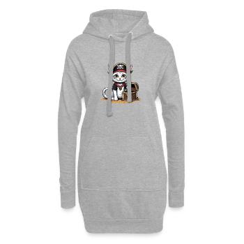 Pirate Chat Drôle Enfants Chemise Cadeau Pirate - Sweat-shirt à capuche long Femme - gris chiné - Devant