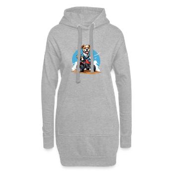 Dog Quad Hund Geschenk Supermoto Motorrad - Hoodie-Kleid - Grau meliert - Vorne
