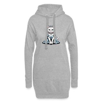Chat Princesse Reine Chat Cadeau élégant - Sweat-shirt à capuche long Femme - gris chiné - Devant
