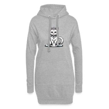 Chat Princesse Reine Chat Cadeau élégant - Sweat-shirt à capuche long Femme - gris chiné - Devant
