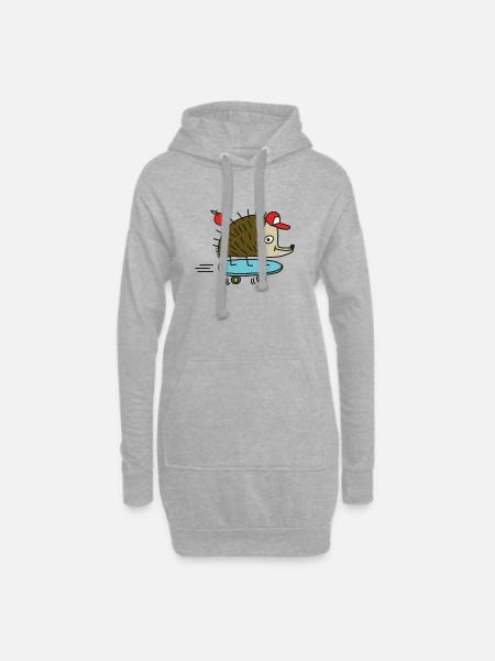 Skater Igel by Cheslo - Hoodie-Kleid - Grau meliert