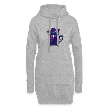 Chat galaxie - Sweat-shirt à capuche long Femme - gris chiné - Devant
