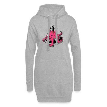 Octopus - Tintenfisch - Anker - Hoodie-Kleid - Grau meliert - Vorne