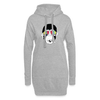 Affe - Gorilla - Zigarette - Sonnenbrille - Hoodie-Kleid - Grau meliert - Vorne