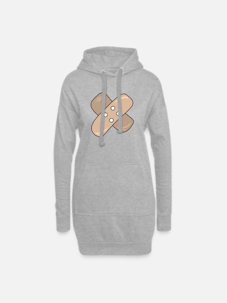 Pflaster, Wunde, Verletzung, Heilung, Geschenkidee - Hoodie-Kleid - Grau meliert