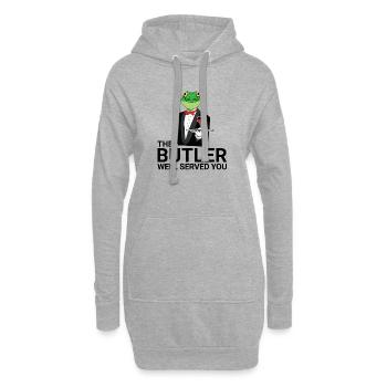 Grenouille - Butler - Serviteur - Cadeau - Sweat-shirt à capuche long Femme - gris chiné - Devant