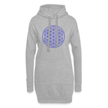 Fleur de vie en bleu - Sweat-shirt à capuche long Femme - gris chiné - Devant