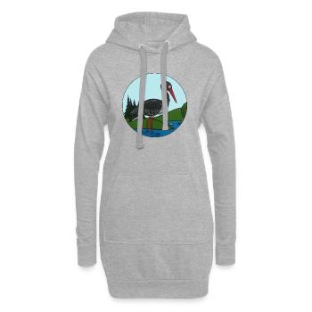 Cigogne noire en cercle - Sweat-shirt à capuche long Femme - gris chiné - Devant
