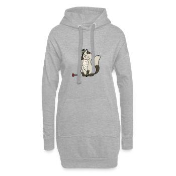 Katze beim Sport - Hoodie-Kleid - Grau meliert - Vorne