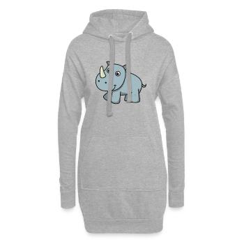 Rhino dessin animé animal cadeau Afrique rhinocéros enfant - Sweat-shirt à capuche long Femme - gris chiné - Devant