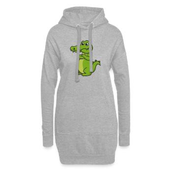 Krokodil Comic Geschenk Kroko Kind Echse Tier Nil - Hoodie-Kleid - Grau meliert - Vorne